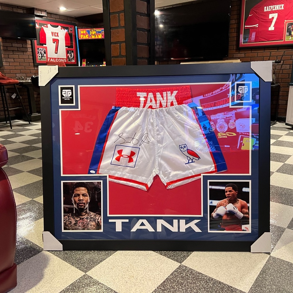 Gervonta TANK Davis Authenticated Frame Signed  Trunks JSA Authent AJ82695